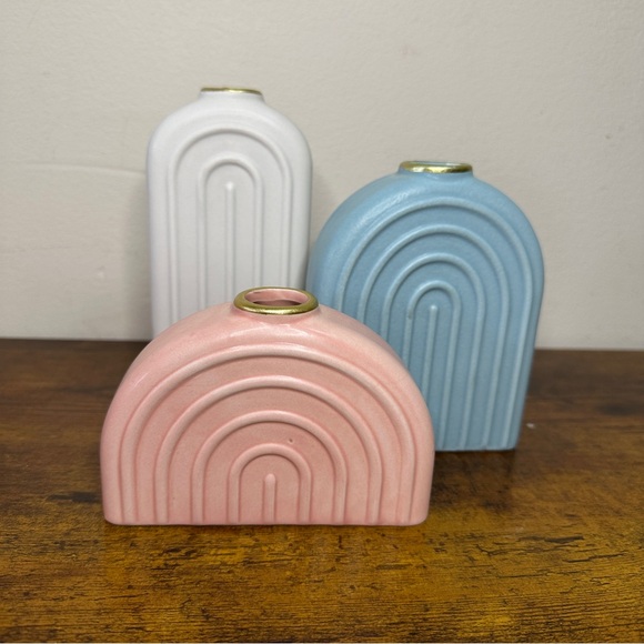 Other - Target Bullseye Playground Arch Vases - Set of 3 Ceramic Rainbow Bud Vases Boho